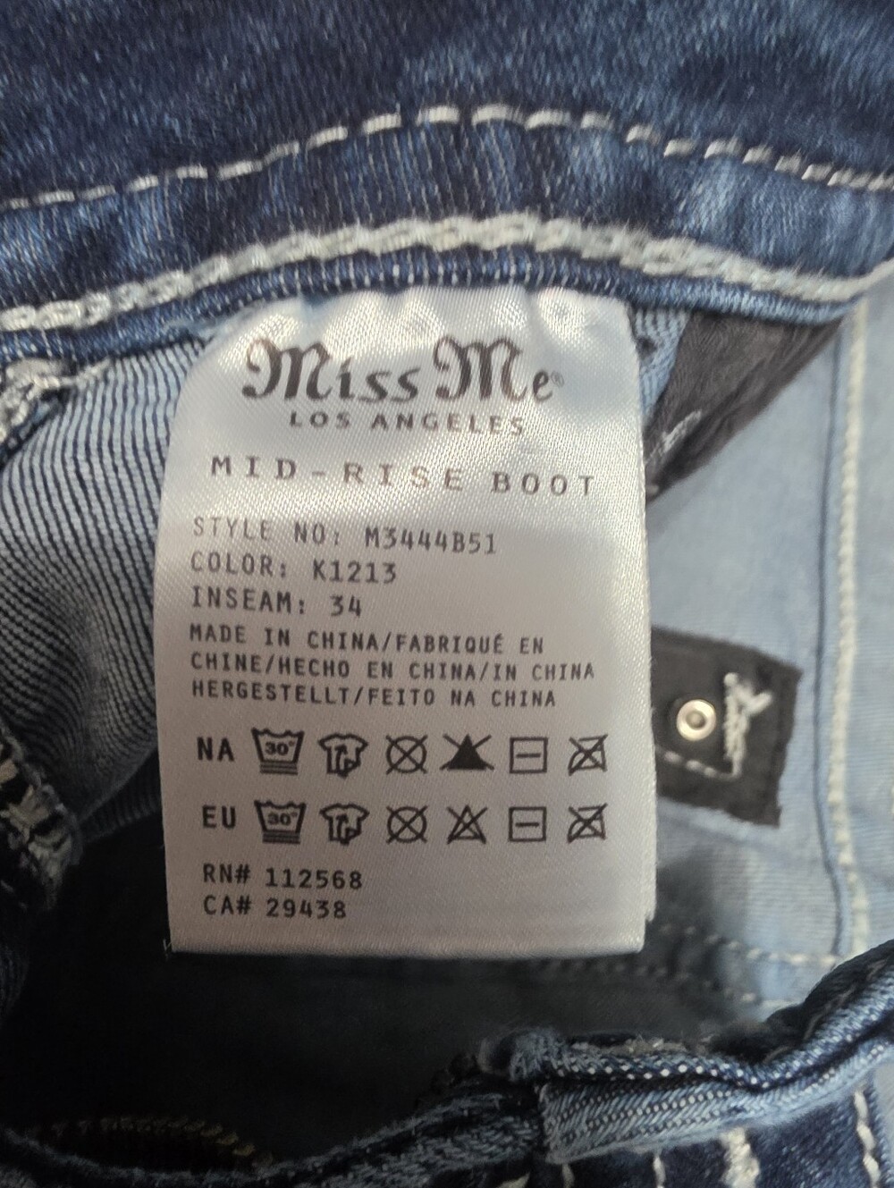 Miss Me Dark Blue Bootcut Jeans with Embellished Back Pockets - Picture 5 of 5